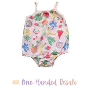 🍌 Garanimals Multi-Color Summer Baby Bubble Romper Tropical Fruit Outfit 24M